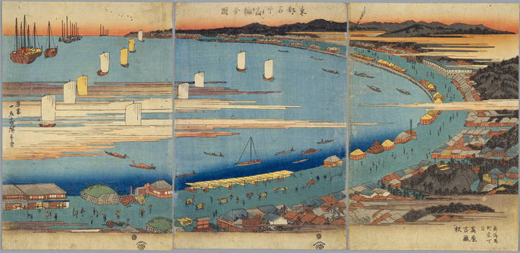 Андо Хиросигэ. Вечерний вид на Таканава. (1833)