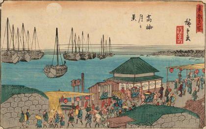 Андо Хиросигэ. Лунный вечер в Таканаве. (1840-1842)